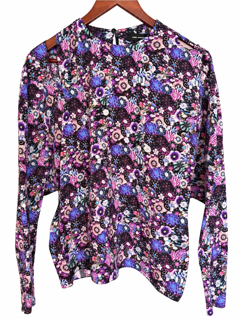 Isabel Marant Saldana Silk Top Ultra Violet Women's FR40 NWT Cutout - Picture 1 of 10
